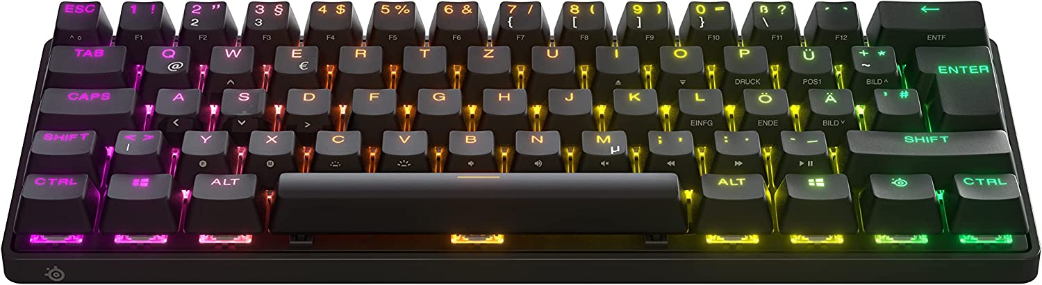  SteelSeries Apex Pro Mini Wireless HyperMagnetic Gaming  Keyboard - World's Fastest Keyboard –Compact 60% Form Factor - Adjustable  Actuation - RGB – PBT Keycaps- Bluetooth – 2.4GHz - USB-C : Electronics