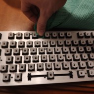 Clean larger areas with a microfiber cloth. Clean the areas